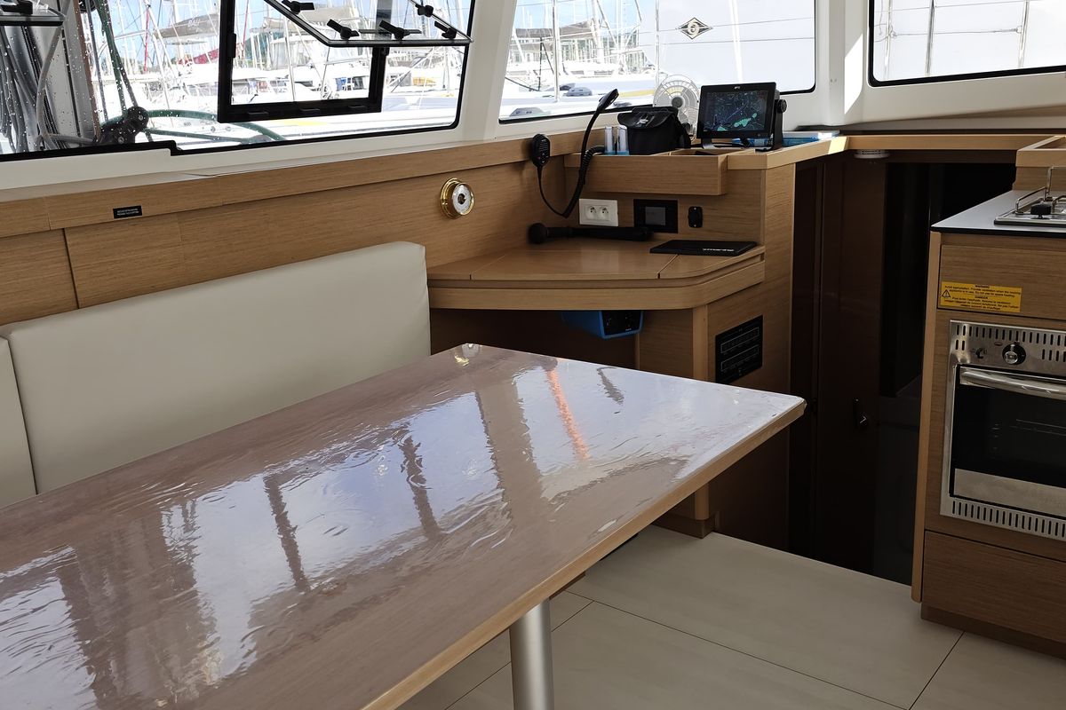 Salon of STAR III, a Excess 11 catamaran at Alameda, United States