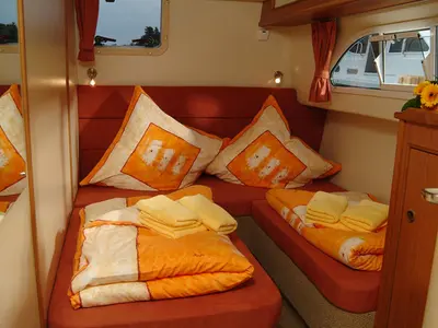 Cabin on E600-30, a Pénichette Europa E.600 motorboat at Scey-sur-Saône-et-Saint-Albin, France