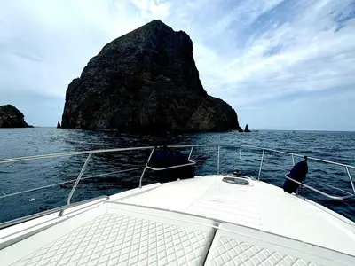 Deck of Ludos, a Gulet Conam 58S motorboat at Tropea, Italy