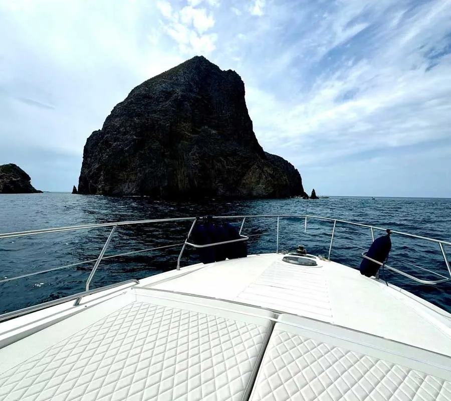 Deck of Ludos, a Gulet Conam 58S motorboat at Tropea, Italy