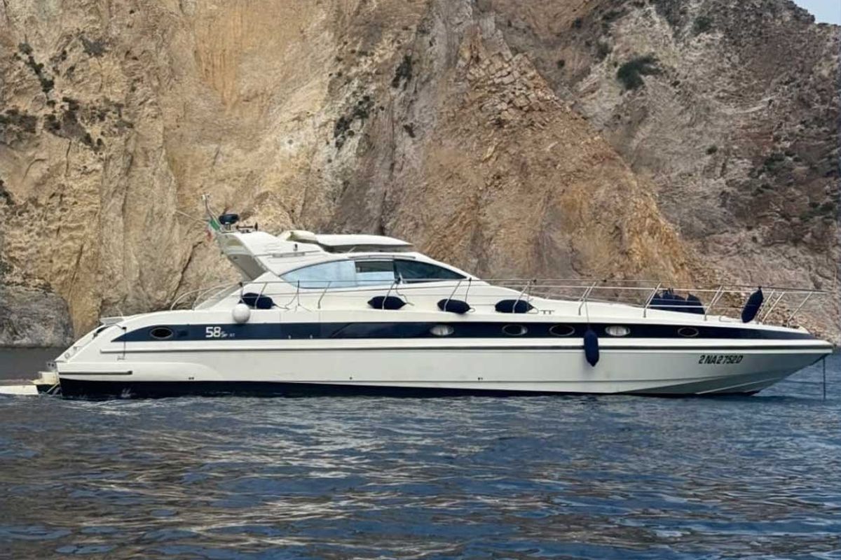 Exterior view of Ludos, a Gulet Conam 58S motorboat at Tropea, Italy