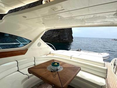 Deck of Ludos, a Gulet Conam 58S motorboat at Tropea, Italy
