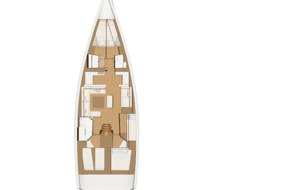 Floor plan of Captain Redbeard, a Dufour 520 Grand Large sailboat at Kalkara, Malta