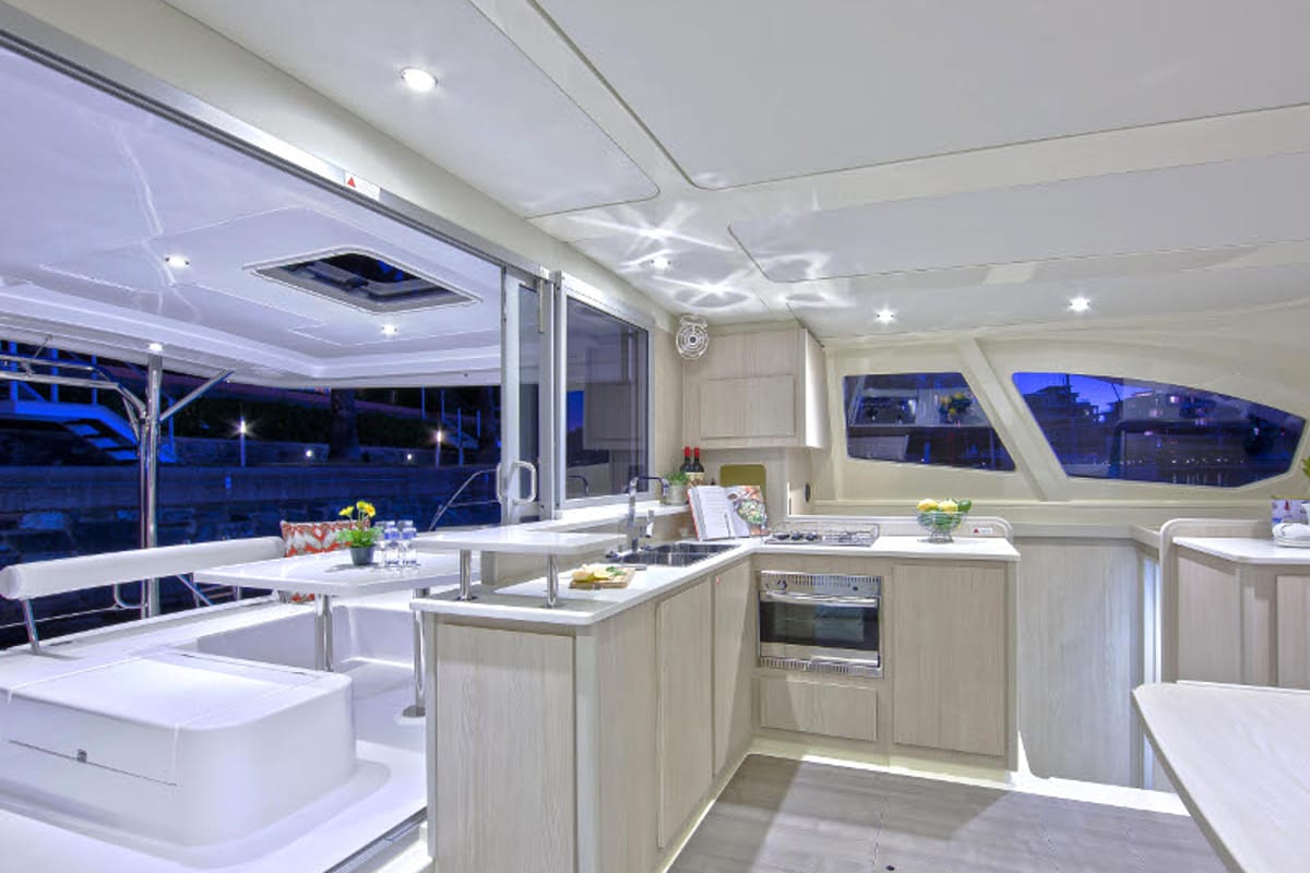 Galley of Shangri-La, a Leopard 44 catamaran at Marmaris, Turkey
