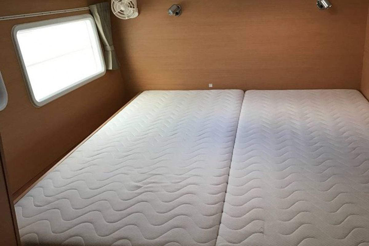 Cabin on Papanga, a Lagoon 380 catamaran at Seychelles, Mahe, Seychelles