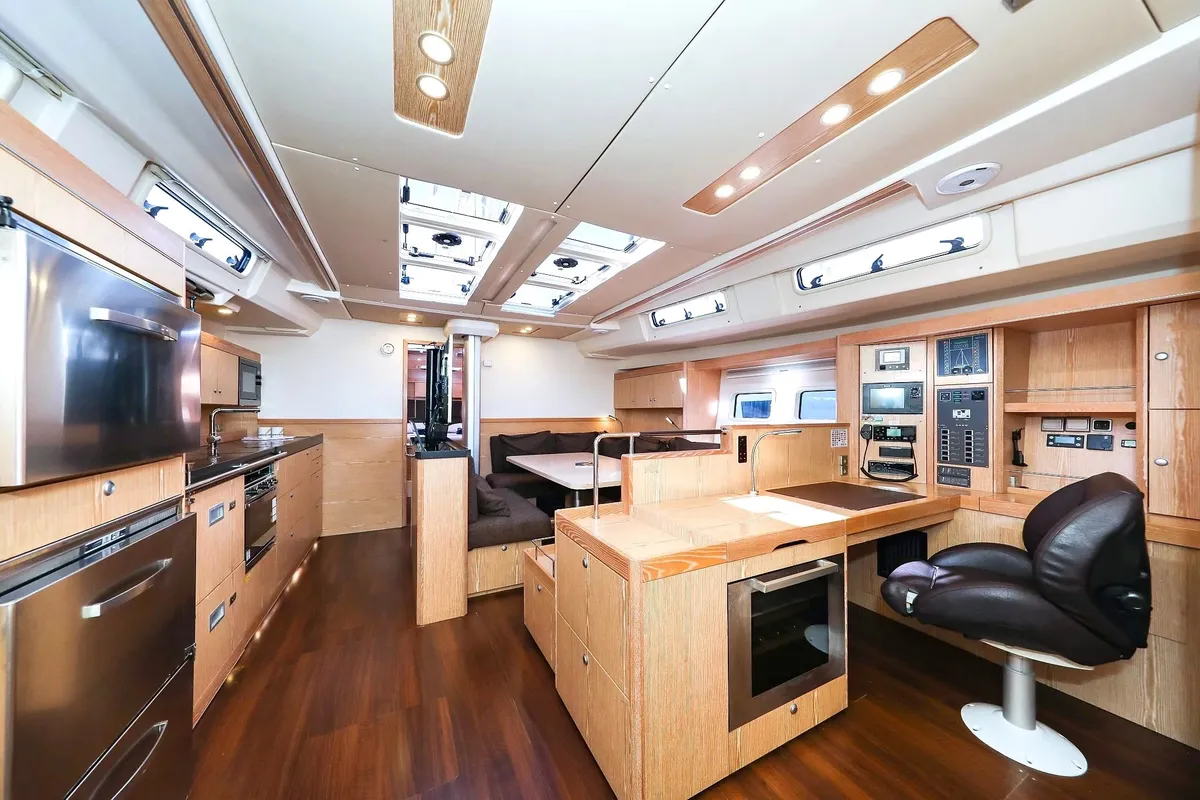 Premium, a Hanse Yachts Hanse 575 sailboat at Figari/Golfo Aranci, Italy
