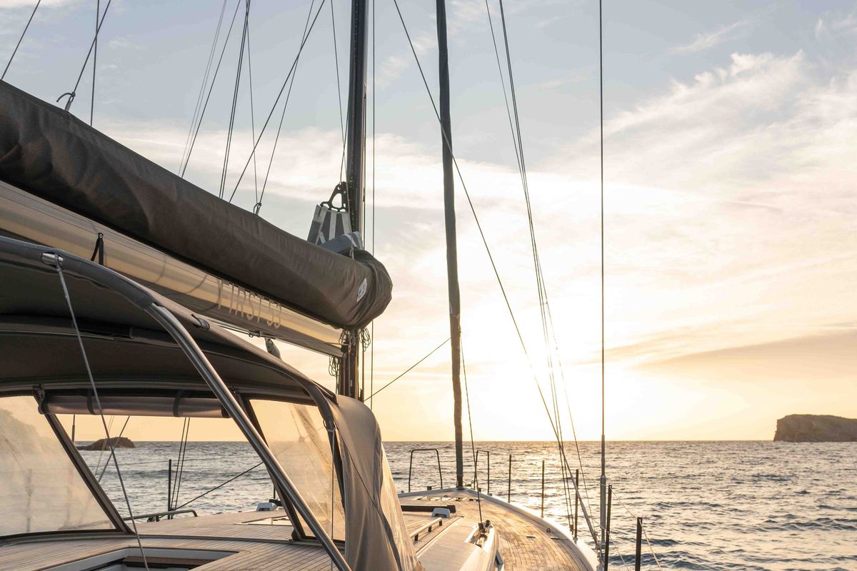 Deck of Titanium Star, a Beneteau First Yacht 53 sailboat at Lavreotiki Municipal Unit, Greece