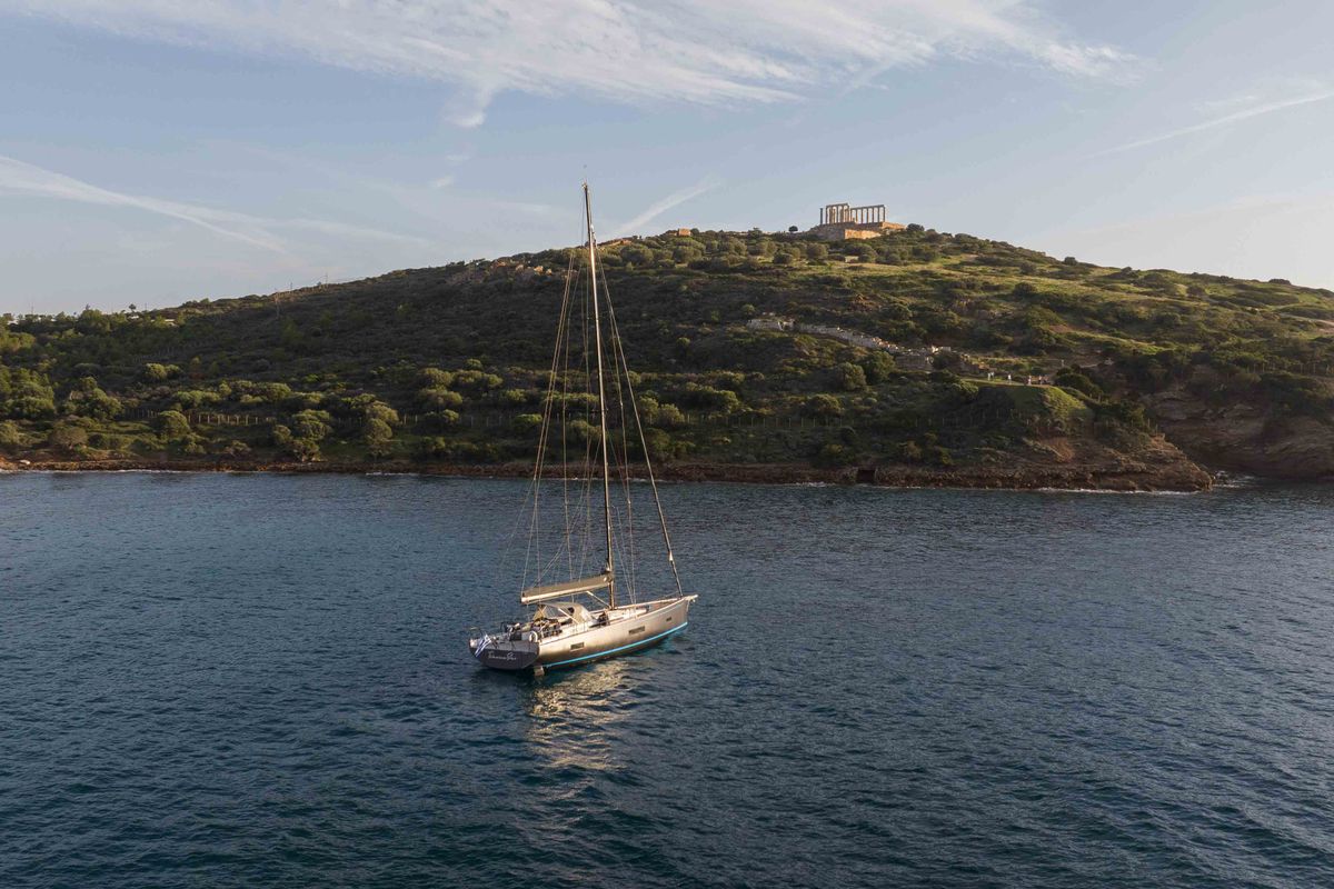 Exterior view of Titanium Star, a Beneteau First Yacht 53 sailboat at Lavreotiki Municipal Unit, Greece