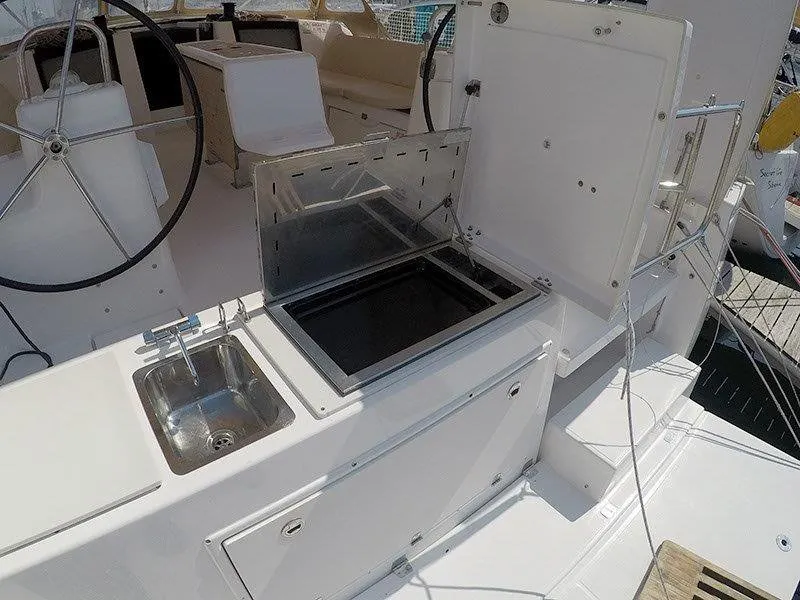 Deck of Private dancer II, a Dufour 460 GL sailboat at Grad Šibenik, Croatia
