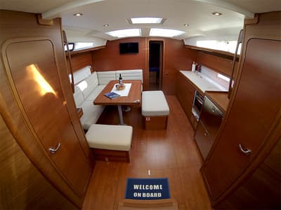 Salon of Private dancer II, a Dufour 460 GL sailboat at Grad Šibenik, Croatia