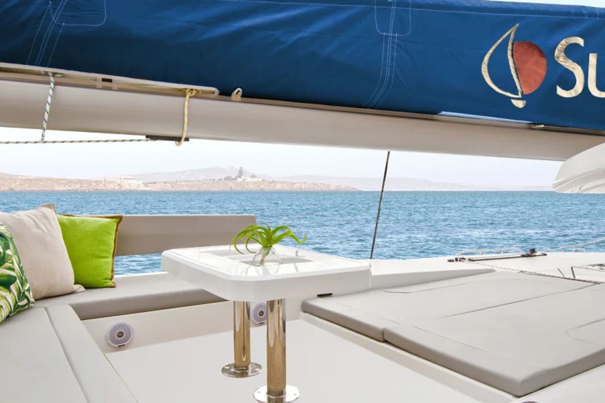 Deck of Sunsail 454L Classic, a Leopard 45 catamaran at Pa Khlok, Thailand