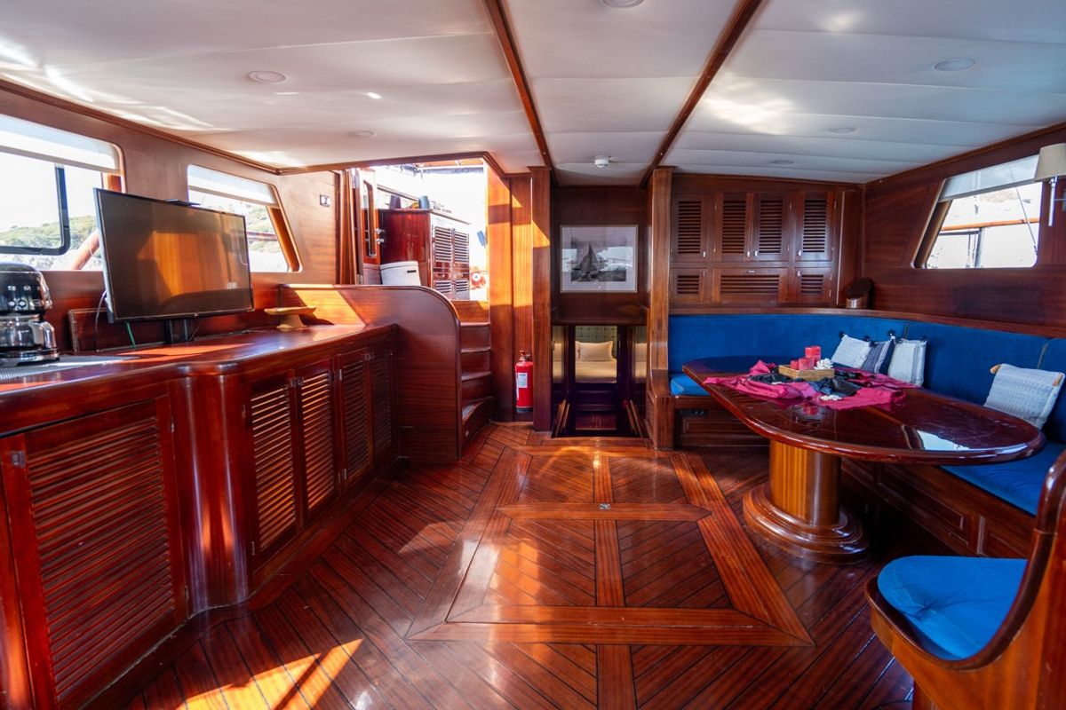 Salon of Capricorn 1, a Custom Made Capricorn 1 yacht at Lavreotiki Municipal Unit, Greece