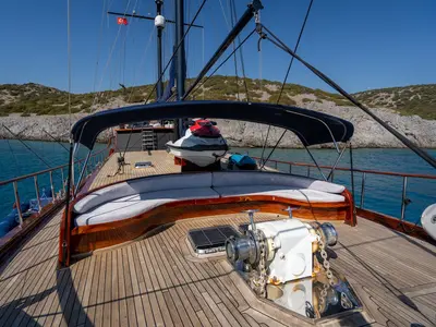 Deck of Capricorn 1, a Custom Made Capricorn 1 yacht at Lavreotiki Municipal Unit, Greece