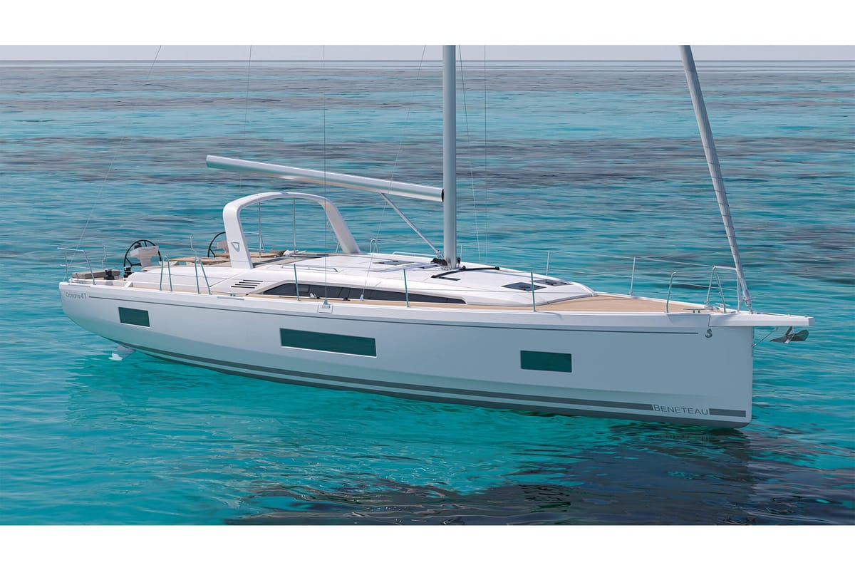 Exterior view of OFFLINE, a Beneteau Oceanis 47 sailboat at Athens, Greece