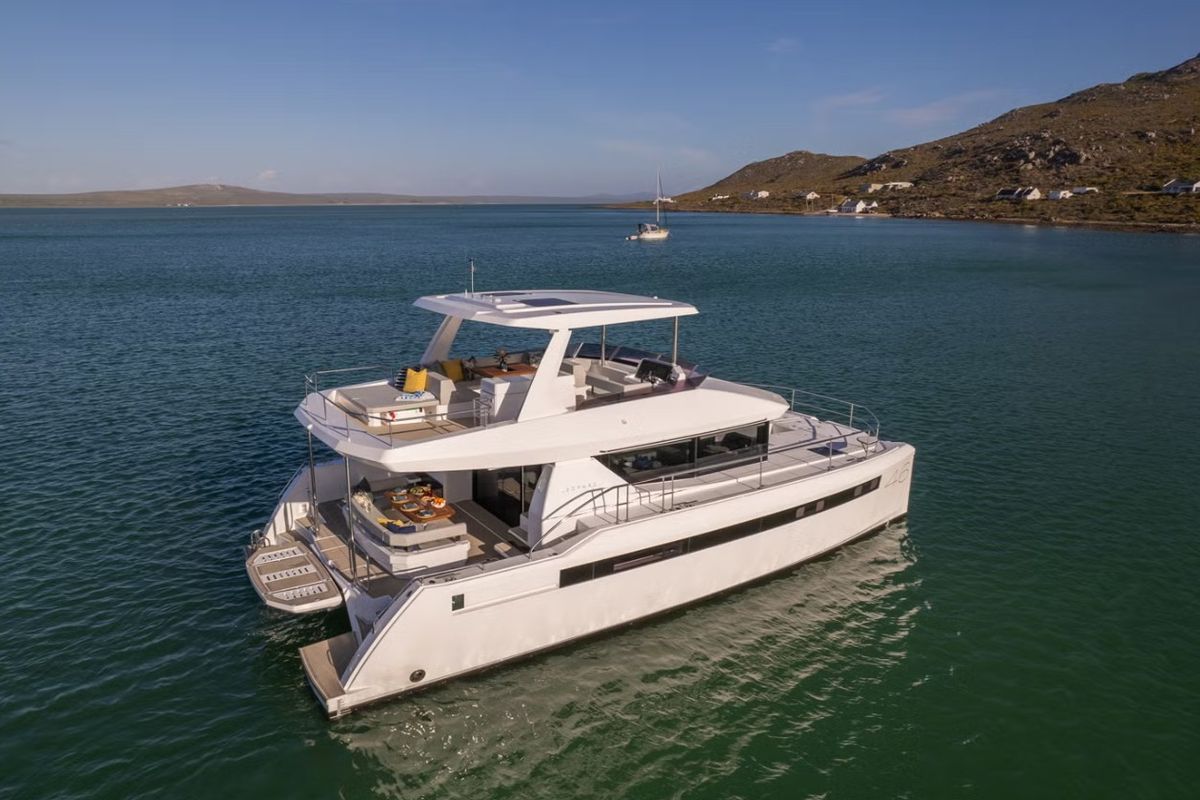 Exterior view of Premium, a Leopard 46PC catamaran at Cogolin, France