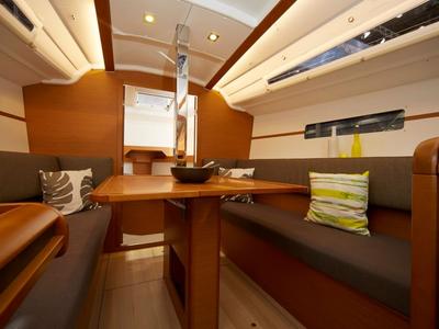 Salon of Sam, a Jeanneau Sun Odyssey 349 sailboat at Flensburg, Germany