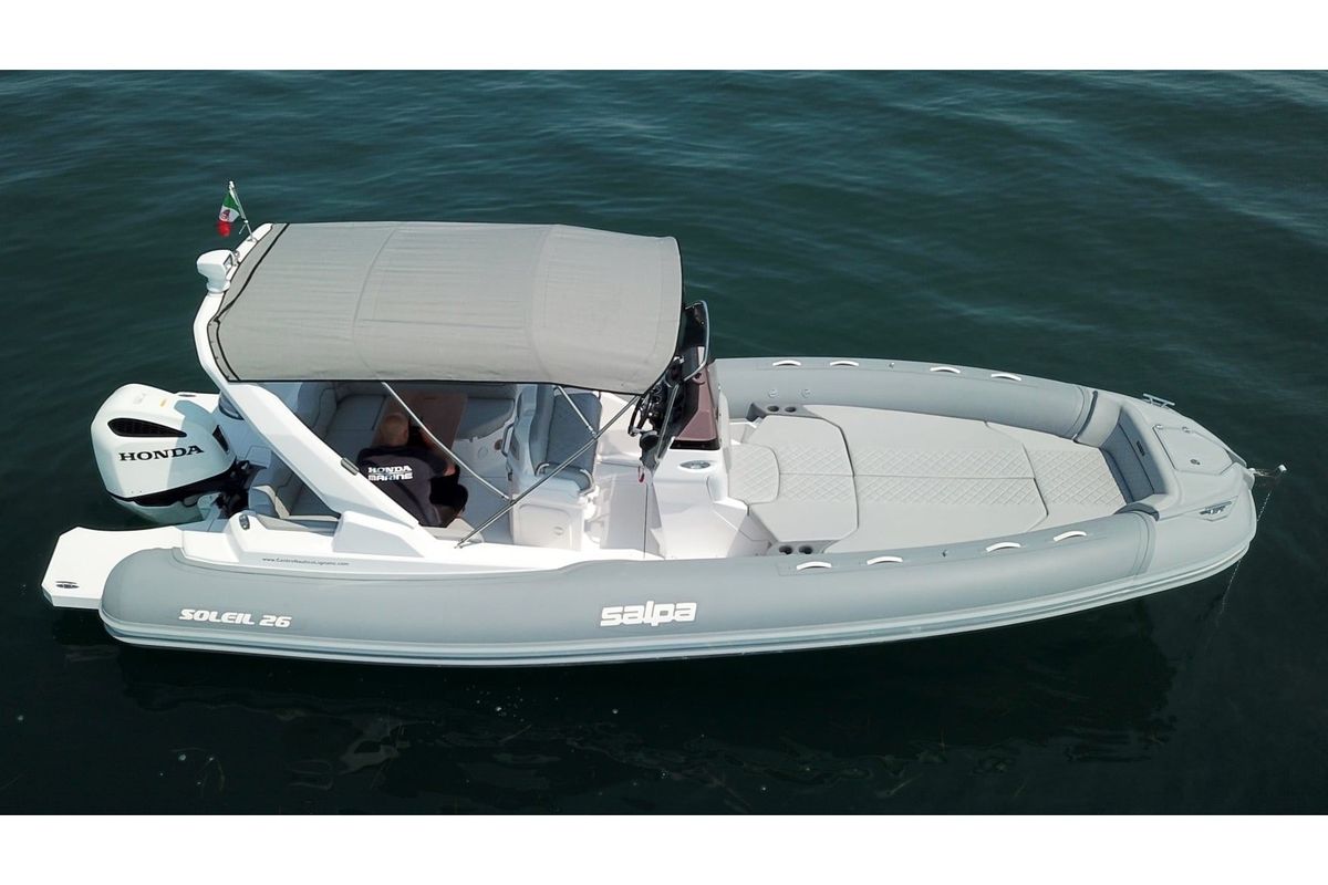 Deck of Salpa, a Salpa Soleil 26 motorboat at Grad Vodice, Croatia