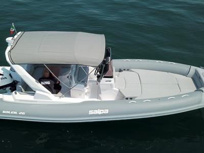 Deck of Salpa, a Salpa Soleil 26 motorboat at Grad Vodice, Croatia