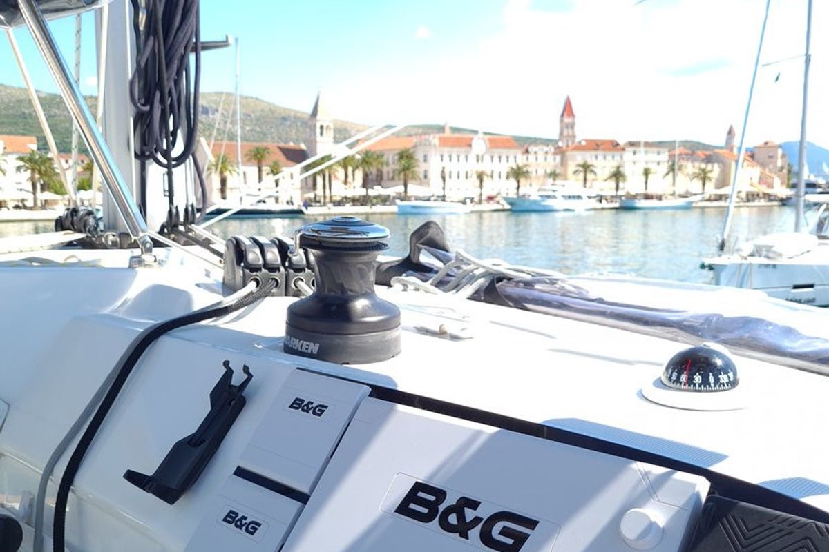 Deck of Sailing Point, a Lagoon 40 catamaran at Split, Croatia