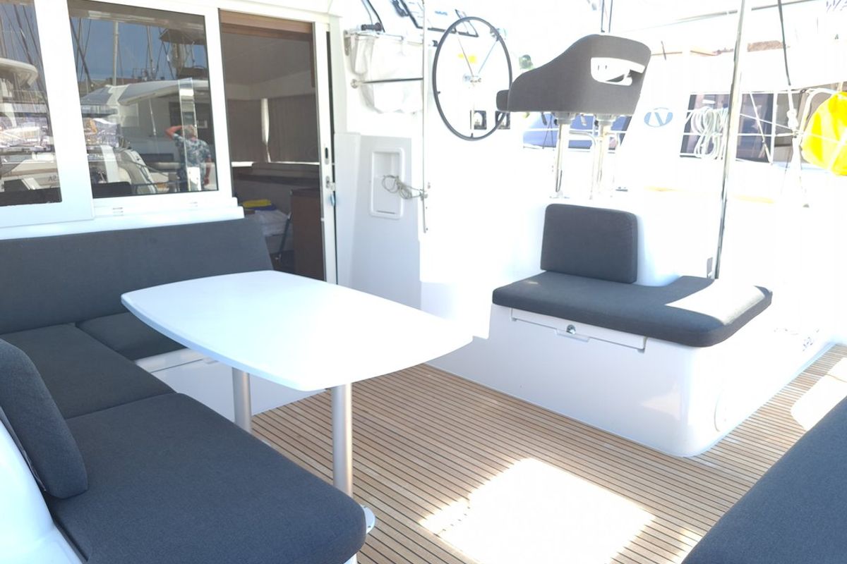 Cockpit of Sailing Point, a Lagoon 40 catamaran at Split, Croatia