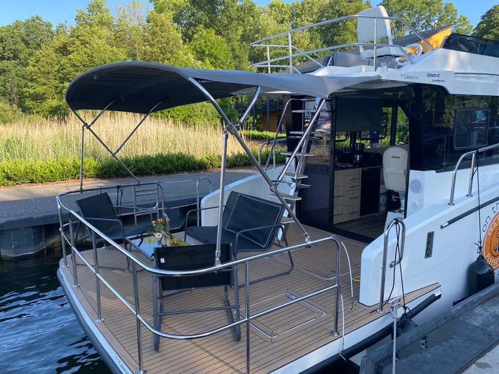 Fleesenqueen One, a Cobra Yachts Futura 40 Grand Horizon yacht at Göhren-Lebbin, Germany