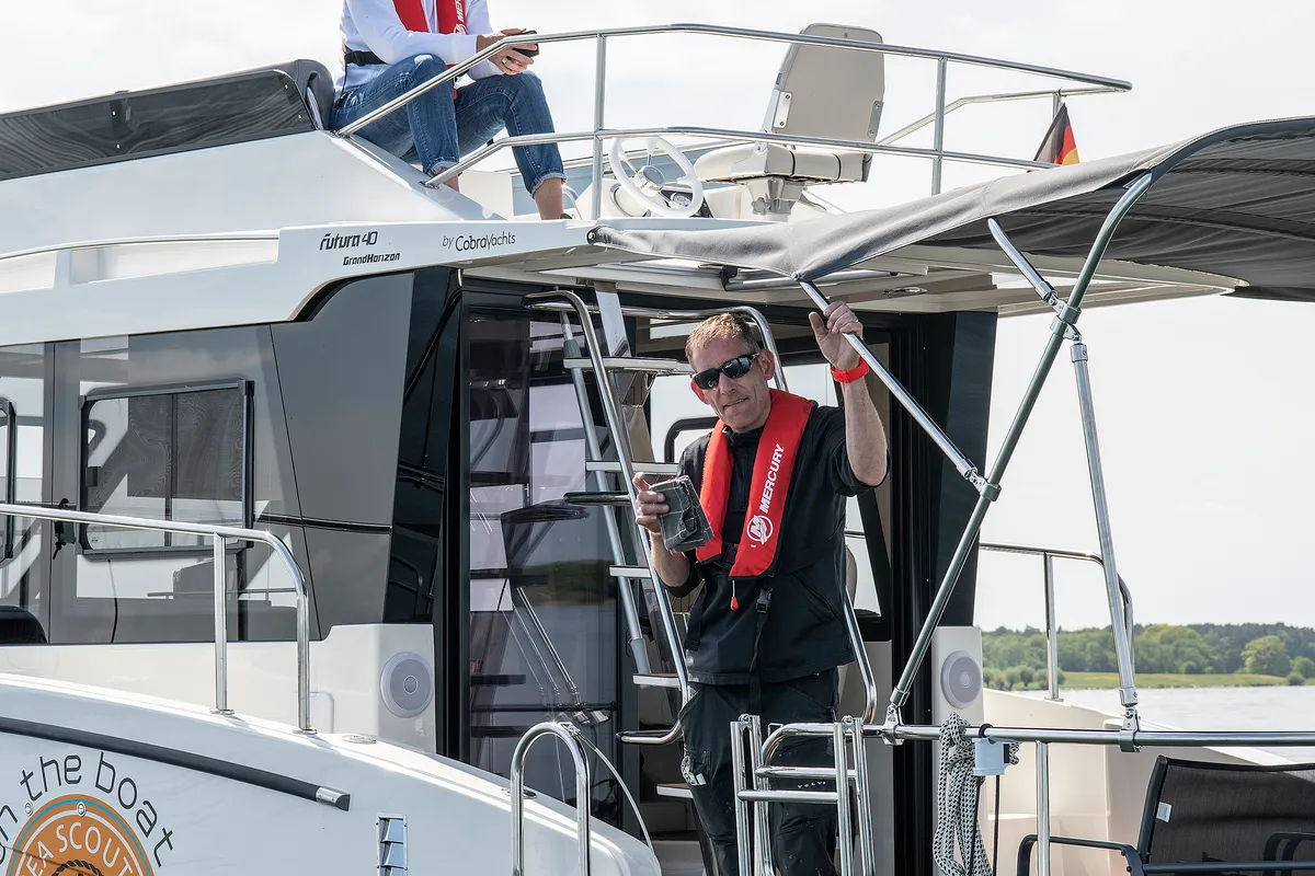 Fleesenqueen One, a Cobra Yachts Futura 40 Grand Horizon yacht at Göhren-Lebbin, Germany