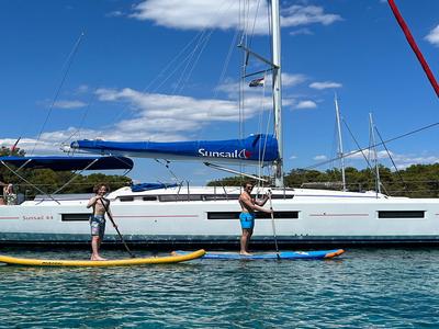 Exterior view of Sunsail 44 SO Classic, a Jeanneau Sun Odyssey 440 sailboat at Municipal Unit of Lefkada, Greece