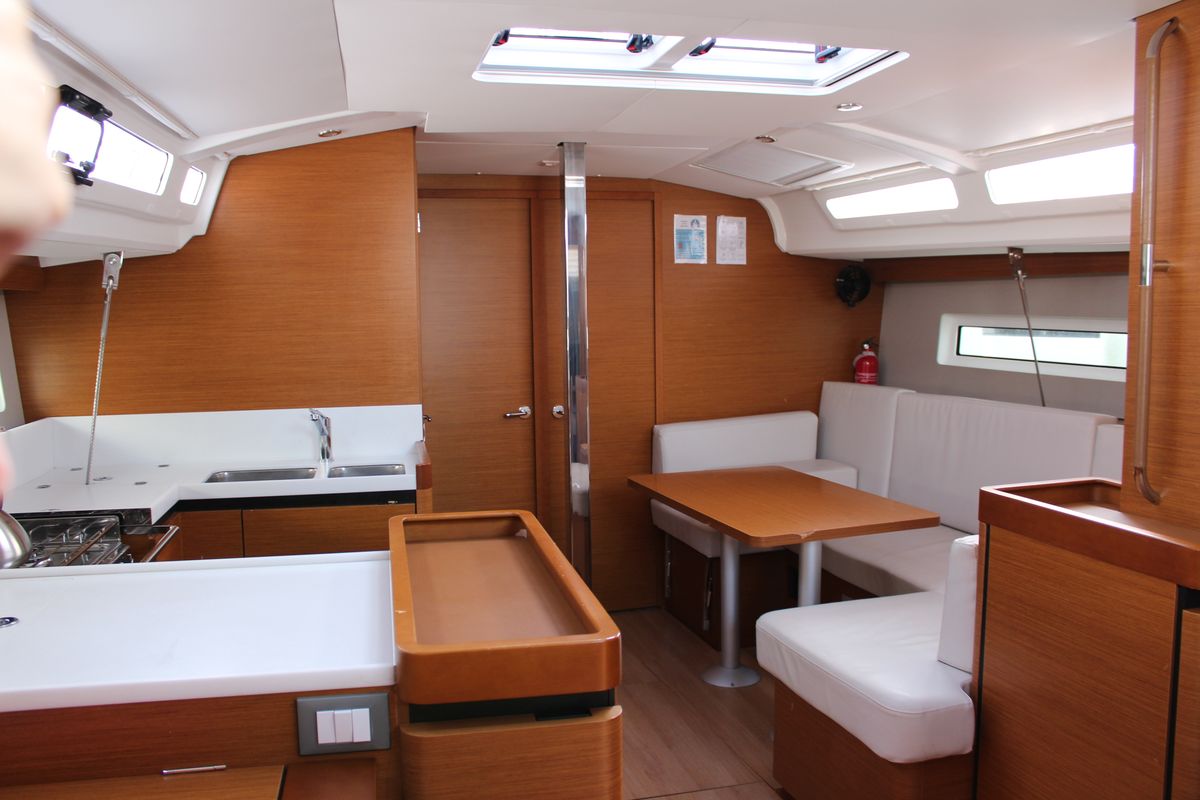 Galley of Sunsail 44 SO Classic, a Jeanneau Sun Odyssey 440 sailboat at Municipal Unit of Lefkada, Greece