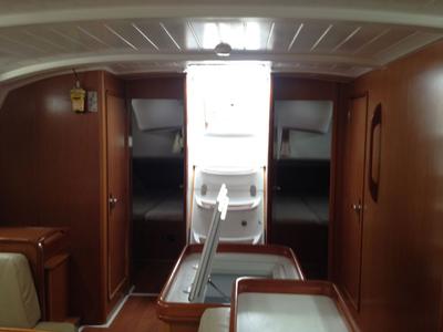 Salon of Triton, a Beneteau Cyclades 50.5 sailboat at Gouvia, Greece