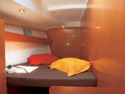 Cabin on Triton, a Beneteau Cyclades 50.5 sailboat at Gouvia, Greece