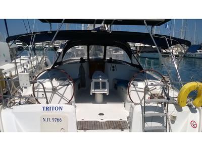 Cockpit of Triton, a Beneteau Cyclades 50.5 sailboat at Gouvia, Greece