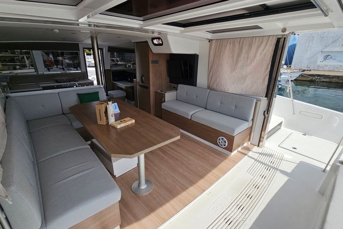 Salon of Stairway To Heaven, a Bali 4.2 catamaran at Zadar, Croatia