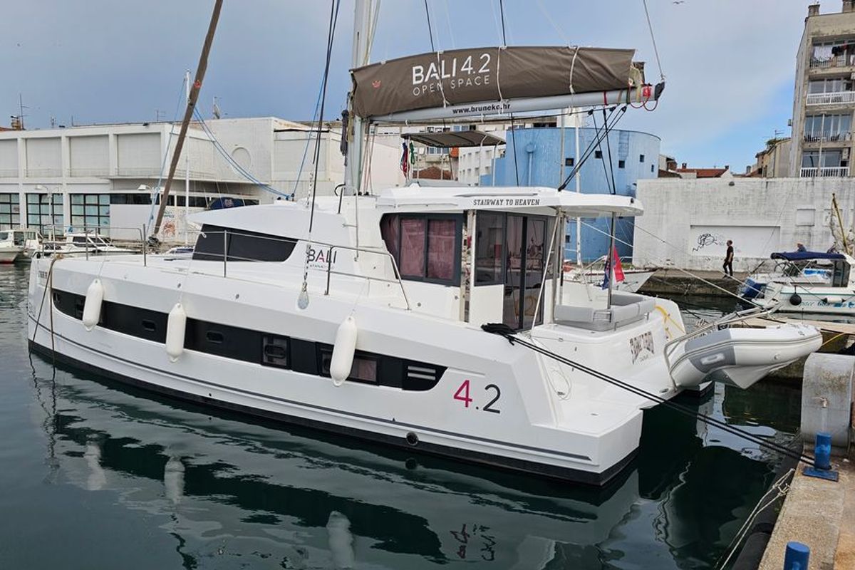 Exterior view of Stairway To Heaven, a Bali 4.2 catamaran at Zadar, Croatia