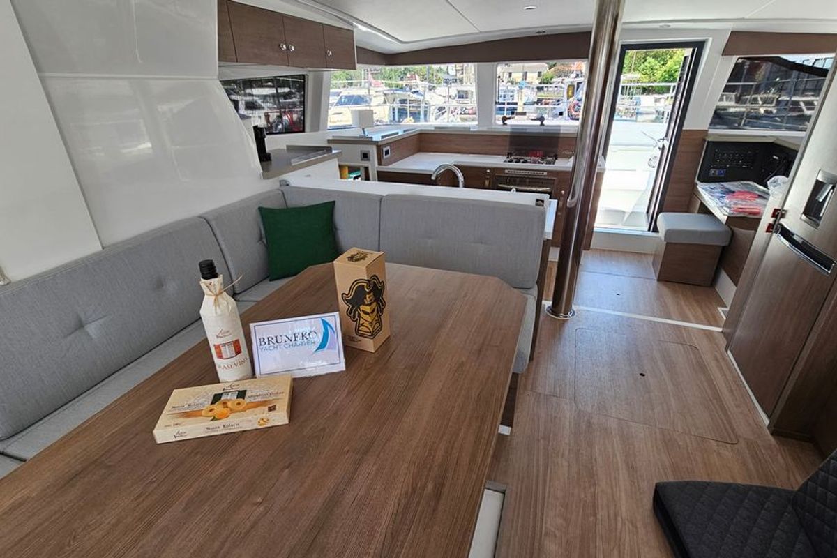 Salon of Stairway To Heaven, a Bali 4.2 catamaran at Zadar, Croatia