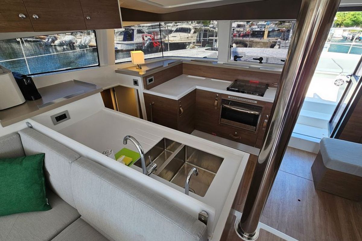 Galley of Stairway To Heaven, a Bali 4.2 catamaran at Zadar, Croatia