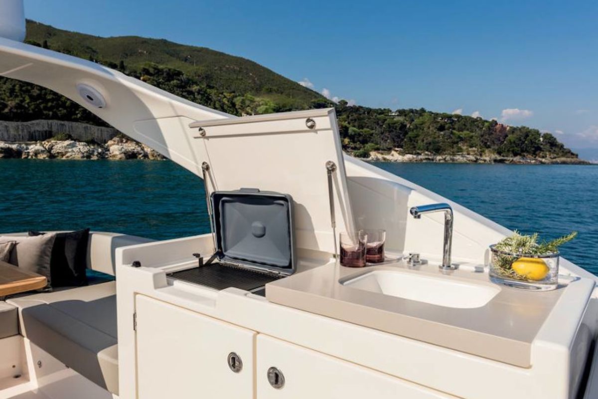 Deck of MY WAY, a Absolute Yachts Navetta 48 motorboat at Općina Rogoznica, Croatia