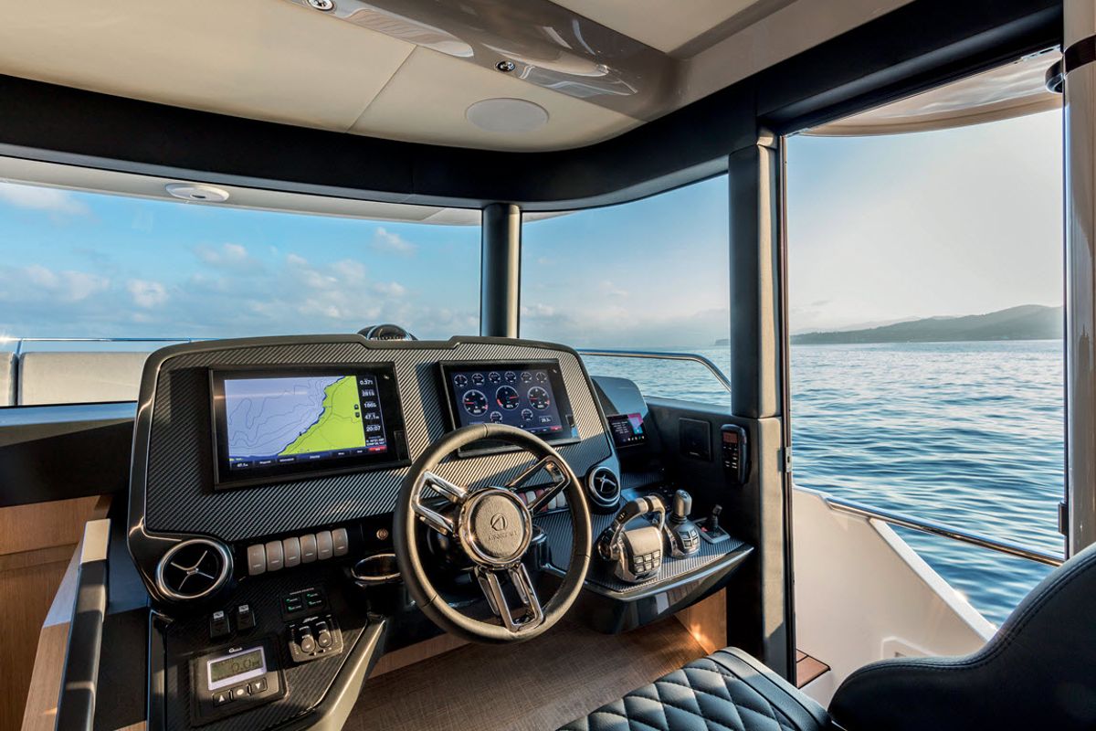 Cockpit of MY WAY, a Absolute Yachts Navetta 48 motorboat at Općina Rogoznica, Croatia