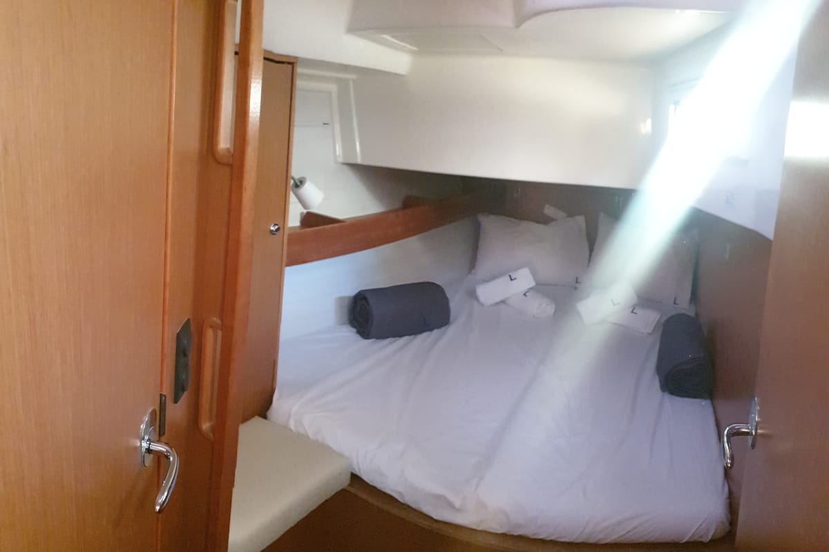 Cabin on Laura, a Bavaria Cruiser 45 sailboat at Municipal Unit of Nea Peramos, Greece