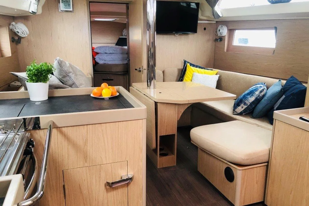 Salon of Luxa, a Beneteau Oceanis 41.1 sailboat at Split, Croatia