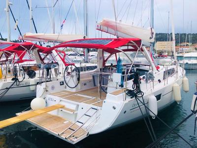Cockpit of Luxa, a Beneteau Oceanis 41.1 sailboat at Split, Croatia