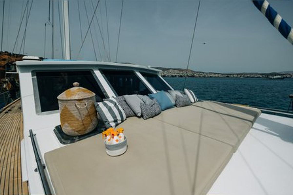 Deck of Anemos & Almyra, a Mariner Don 17 Ltd Anemos & Almyra yacht at Saranda, Albania