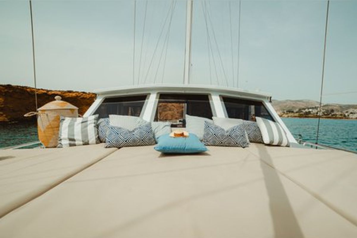 Deck of Anemos & Almyra, a Mariner Don 17 Ltd Anemos & Almyra yacht at Saranda, Albania