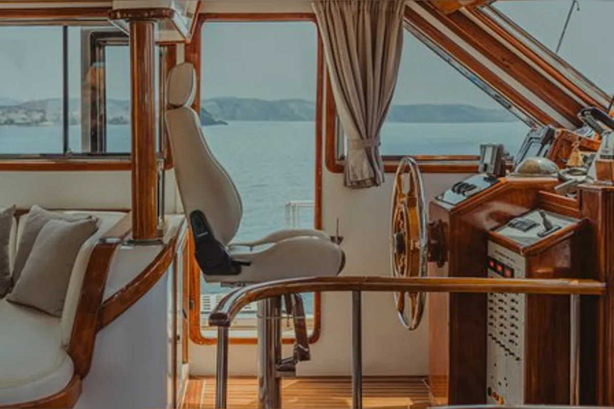 Cockpit of Anemos & Almyra, a Mariner Don 17 Ltd Anemos & Almyra yacht at Saranda, Albania