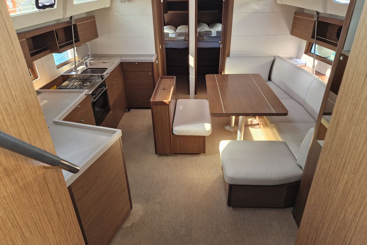Salon of Athanasia, a Beneteau Oceanis 46.1 sailboat at Athens, Greece