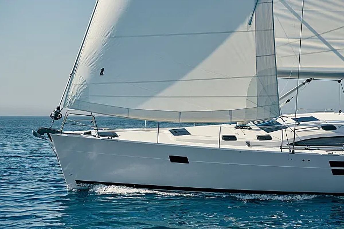 Exterior view of Epetion, a Elan Impression 50.1 sailboat at Grad Trogir, Croatia