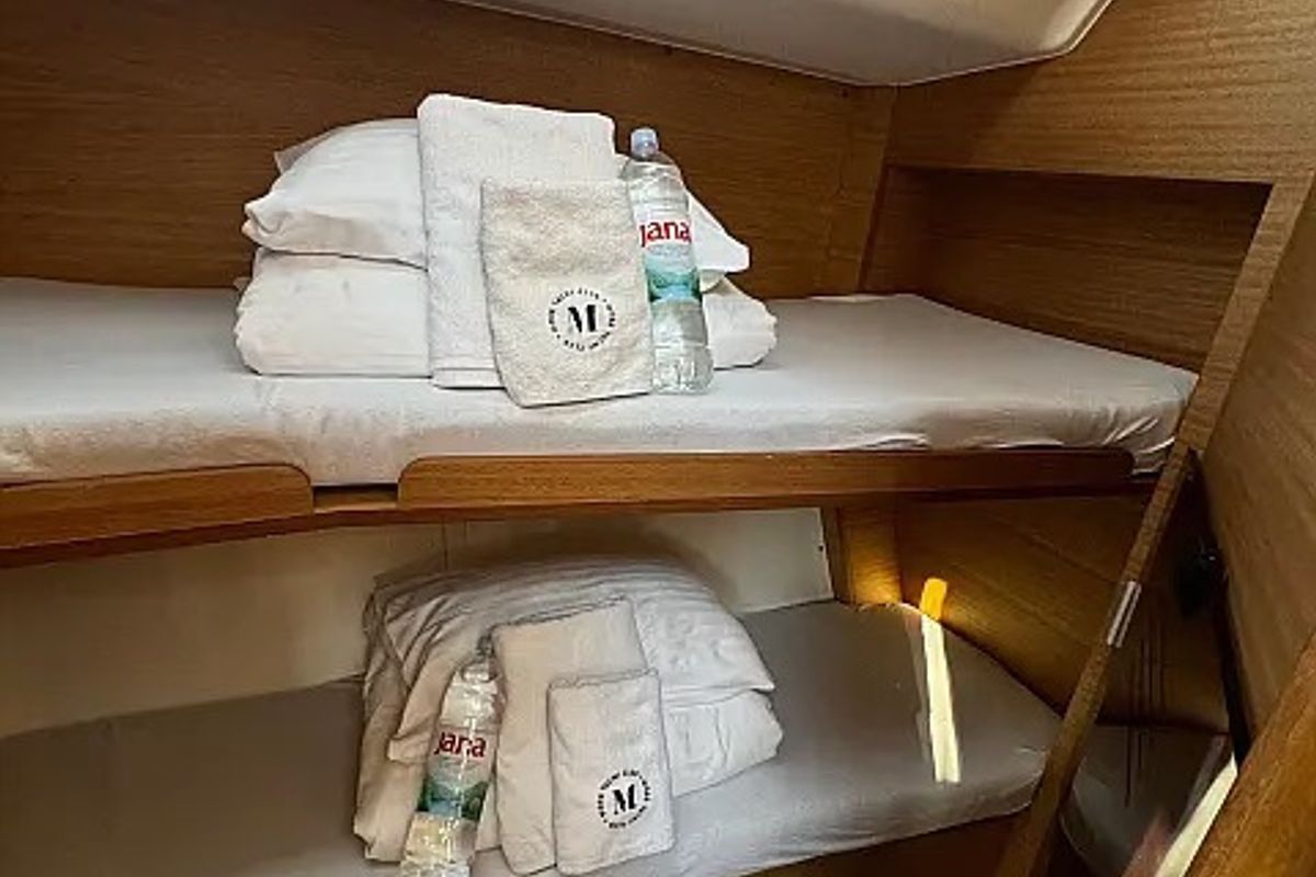 Cabin on Epetion, a Elan Impression 50.1 sailboat at Grad Trogir, Croatia