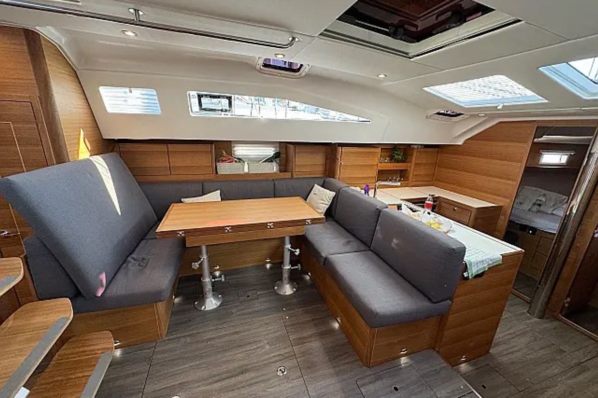 Salon of Epetion, a Elan Impression 50.1 sailboat at Grad Trogir, Croatia