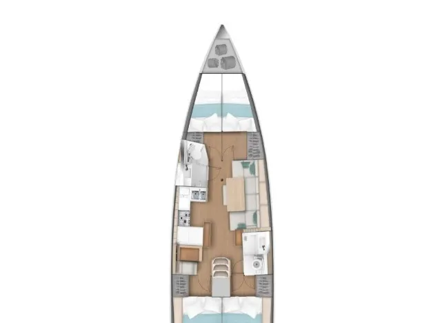 Floor plan of Aurelia, a Jeanneau Sun Odyssey 440 sailboat at Municipal Unit of Nea Peramos, Greece