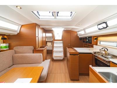Salon of Aurelia, a Jeanneau Sun Odyssey 440 sailboat at Municipal Unit of Nea Peramos, Greece