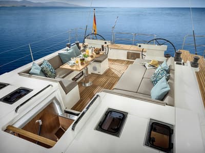 Deck of Aristhesi, a Bavaria C57 sailboat at Volos Municipality, Greece